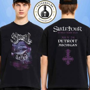 The Ghost Band Detroit 2025 Skeletour World Tour Venue Tee In Michigan On July 24 2025 At Little Caesars Arena Merchandise Two Sided T-Shirt