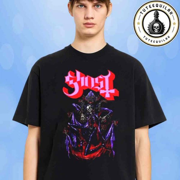 The Ghost Band Exclusive Tee Red Logo Skeletal Pope Merchandise Unisex T-Shirt