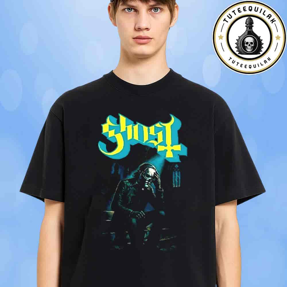 The Ghost Band Exclusive Tee Skeleton In Cathedral Blue Glow Merchandise Unisex T-Shirt The Ghost Band Exclusive Tee Skeleton In Cathedral Blue Glow Merchandise Unisex T-Shirt