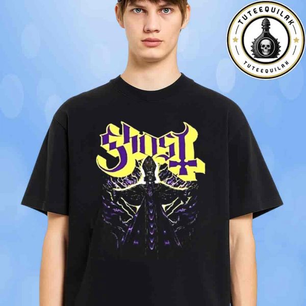 The Ghost Band Exclusive Tee Yellow And Purple Lightning Skeleton Pope Merchandise Unisex T-Shirt