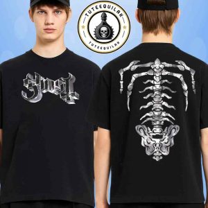 The Ghost Band Metallic Logo 2025  Merch Skeleton Spine Two Sided Unisex T-Shirt