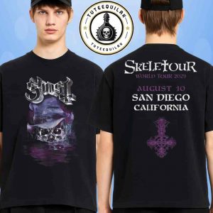 The Ghost Band San Diego 2025 Skeletour World Tour Venue Tee In California On August 10 2025 Viejas Arena at Aztec Bowl San Diego State University Merchandise Two Sided T-Shirt