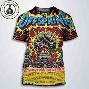The Offspring Supercharged North American Tour 2025 Official Poster Dated List All Over Print T-Shirt