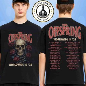 The Offspring Supercharged Worldwide In ’25 Rose Skull 2025 Ladies Tour Tee Merchandise Two Sided T-Shirt